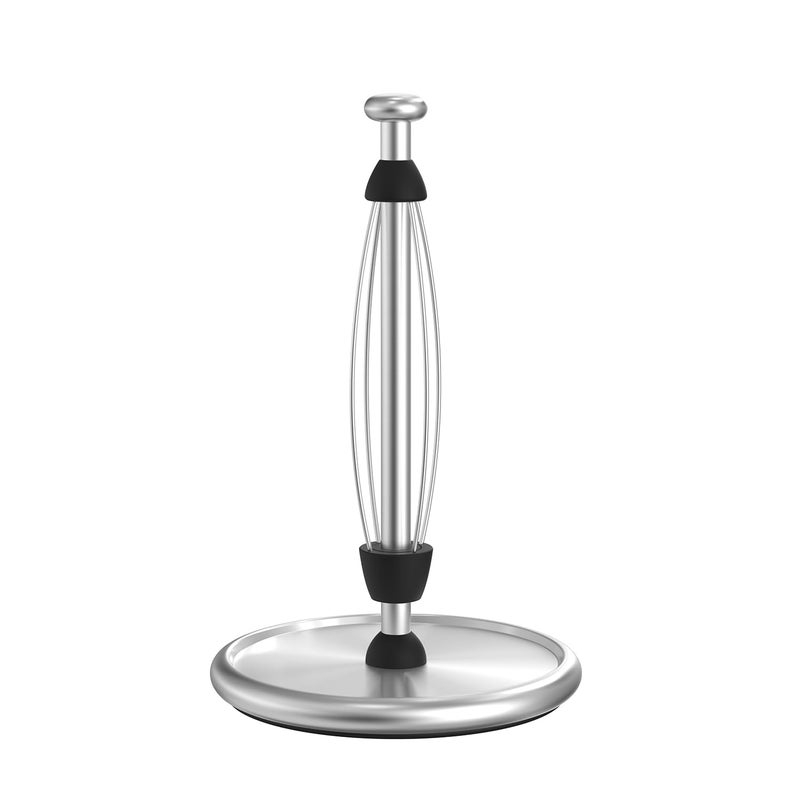 VEHHE Simply Tear Paper Towel Holder Countertop with EVA Non-Slip Pad, Damping Function Paper Towel Stand with Weighted Base for Bathroom and Kitchen (Silver) - Image 1